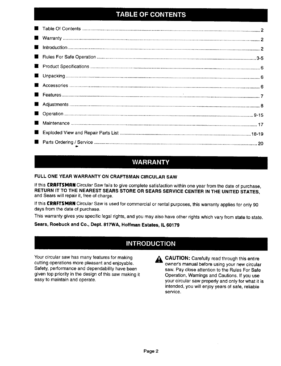 Craftsman 315.108340 User Manual | Page 2 / 20