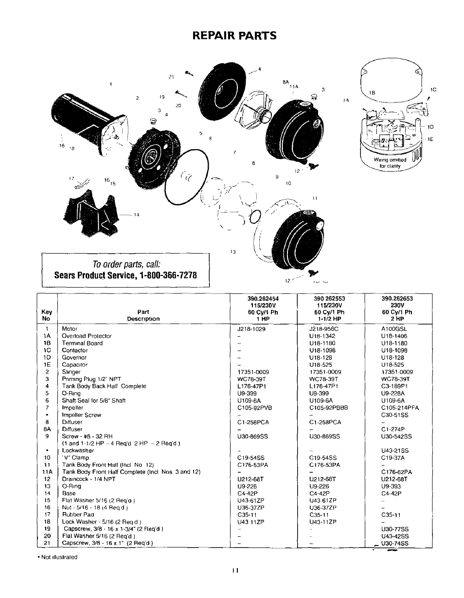 Repair parts | Craftsman 390.262454 User Manual | Page 11 / 12