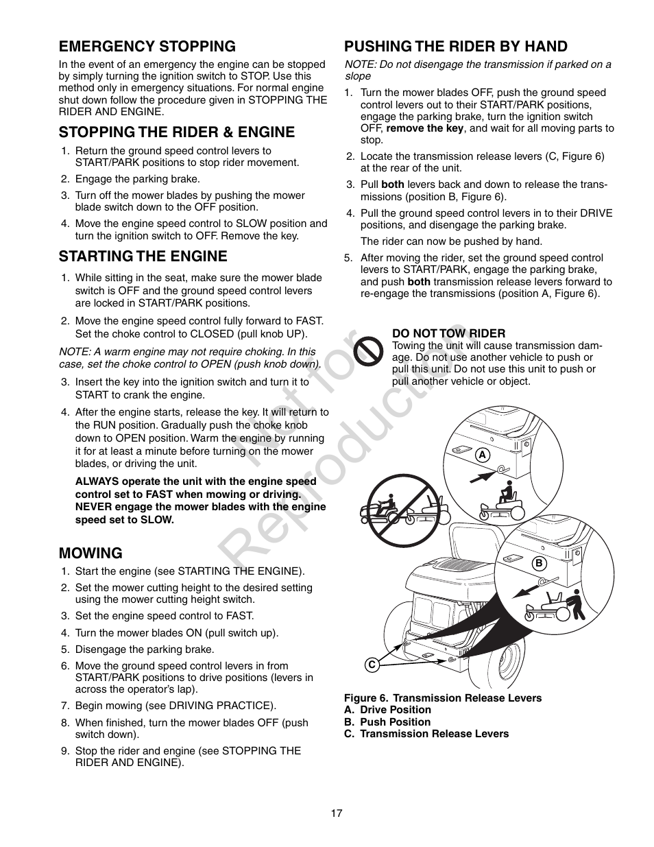 Not for reproduction | Craftsman 107.28993 User Manual | Page 17 / 112