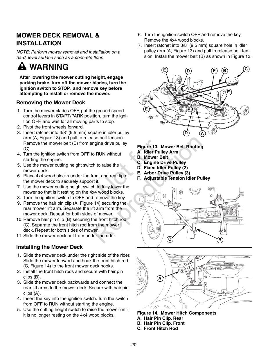 Not for reproduction, Warning | Craftsman 107.28993 User Manual | Page 20 / 112