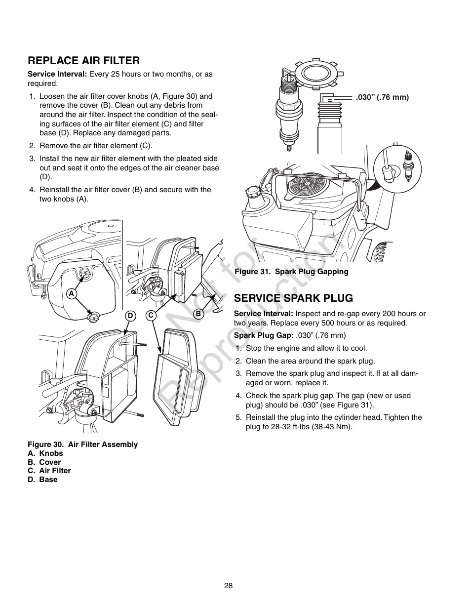 Not for reproduction | Craftsman 107.28993 User Manual | Page 28 / 112