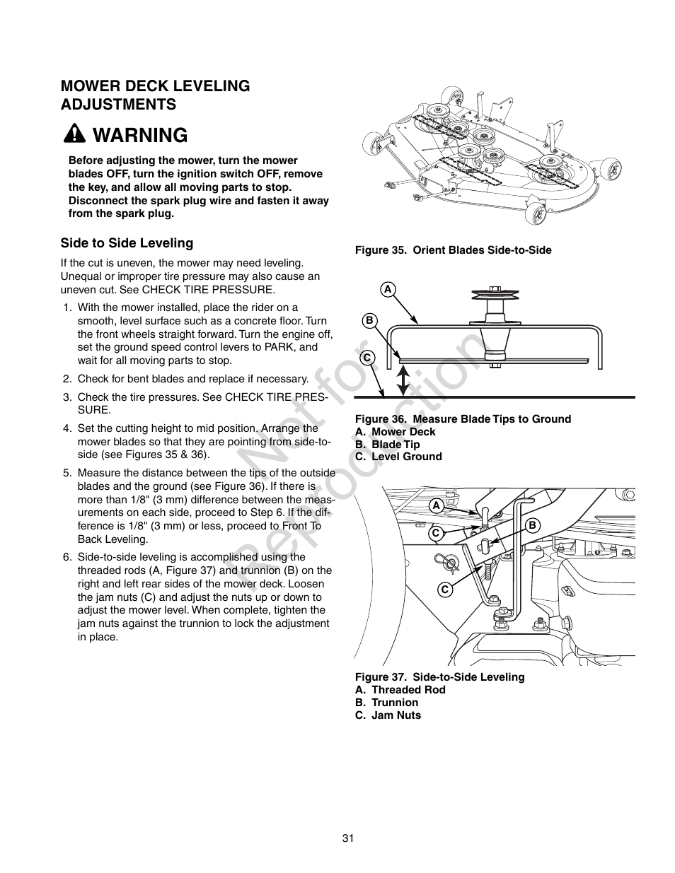 Not for reproduction, Warning | Craftsman 107.28993 User Manual | Page 31 / 112