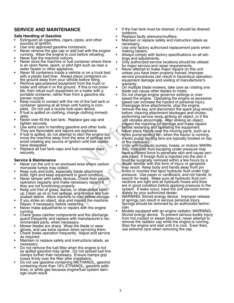 Not for reproduction | Craftsman 107.28993 User Manual | Page 7 / 112