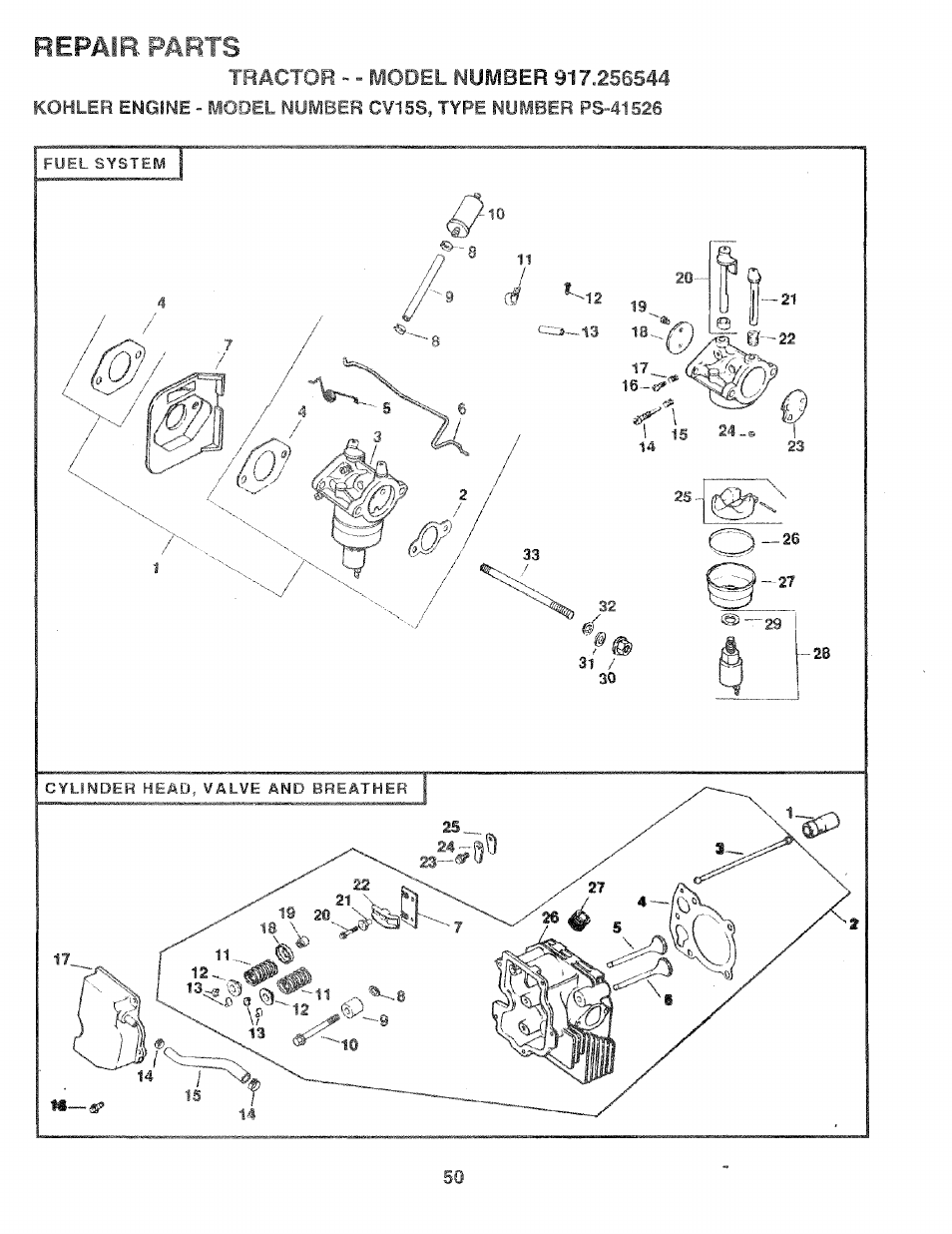 Parts, Repair | Craftsman 917.256544 User Manual | Page 50 / 56