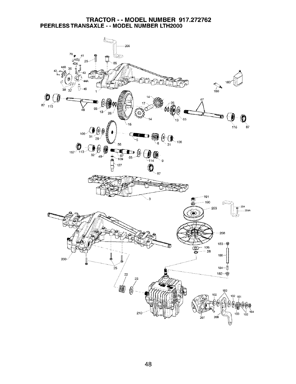 Peerless transaxle - - model number lth2000 | Craftsman 917.272762 User Manual | Page 48 / 56