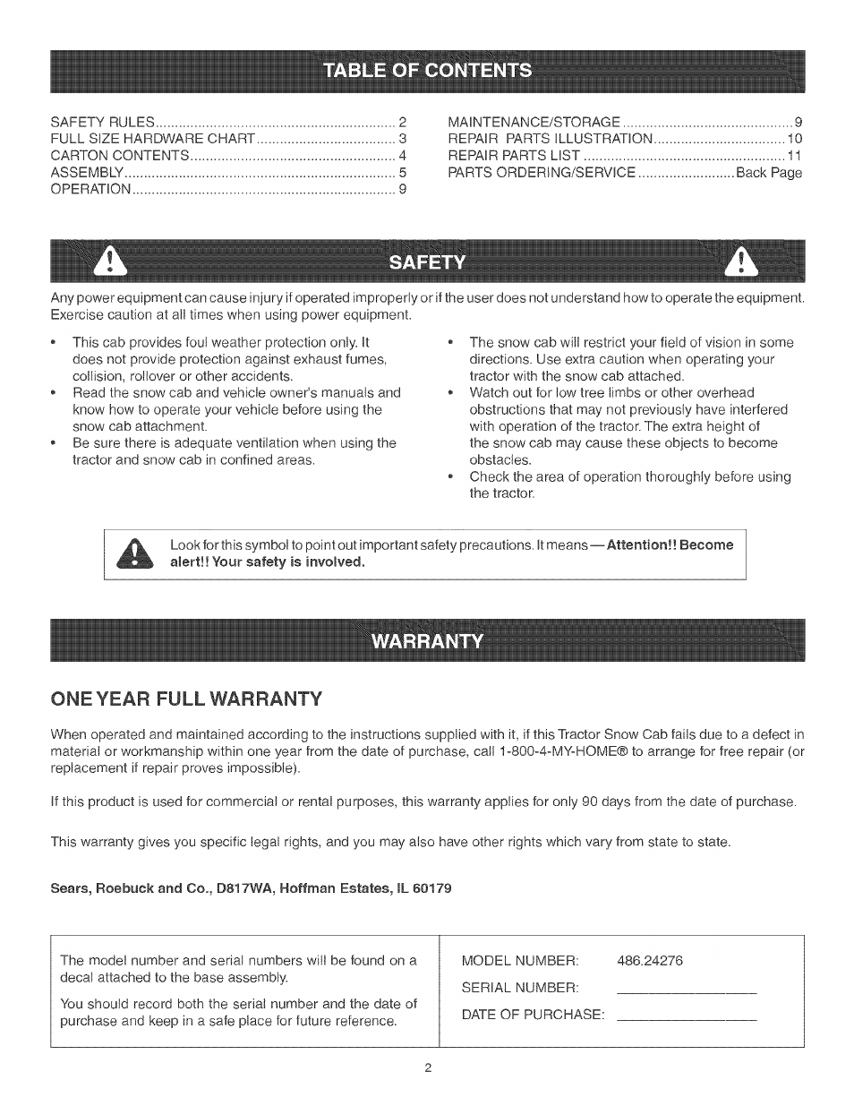 Craftsman 486.24276 User Manual | Page 2 / 12