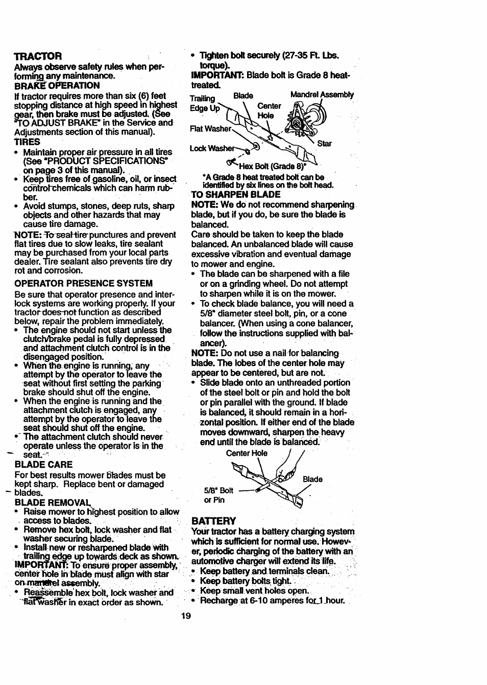 Tractor, Battery | Craftsman 917.270711 User Manual | Page 19 / 64