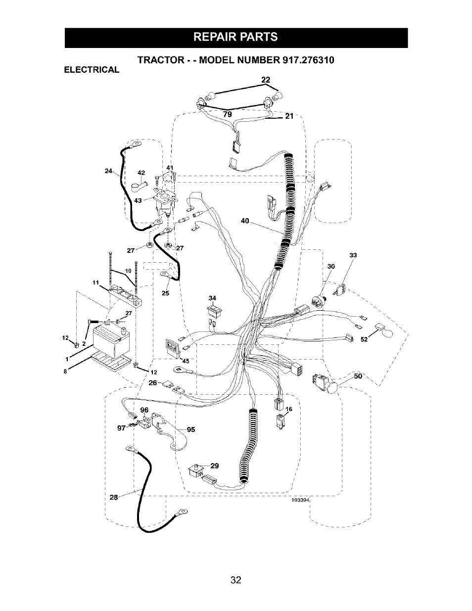 Repair parts | Craftsman 917.276310 User Manual | Page 32 / 56