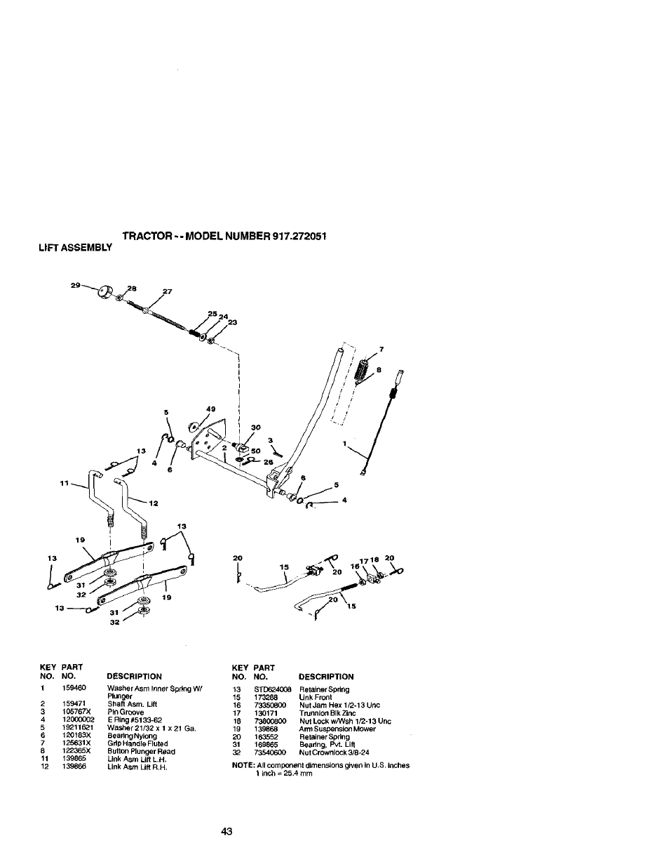 Lift assembly | Craftsman 917.272051 User Manual | Page 43 / 60