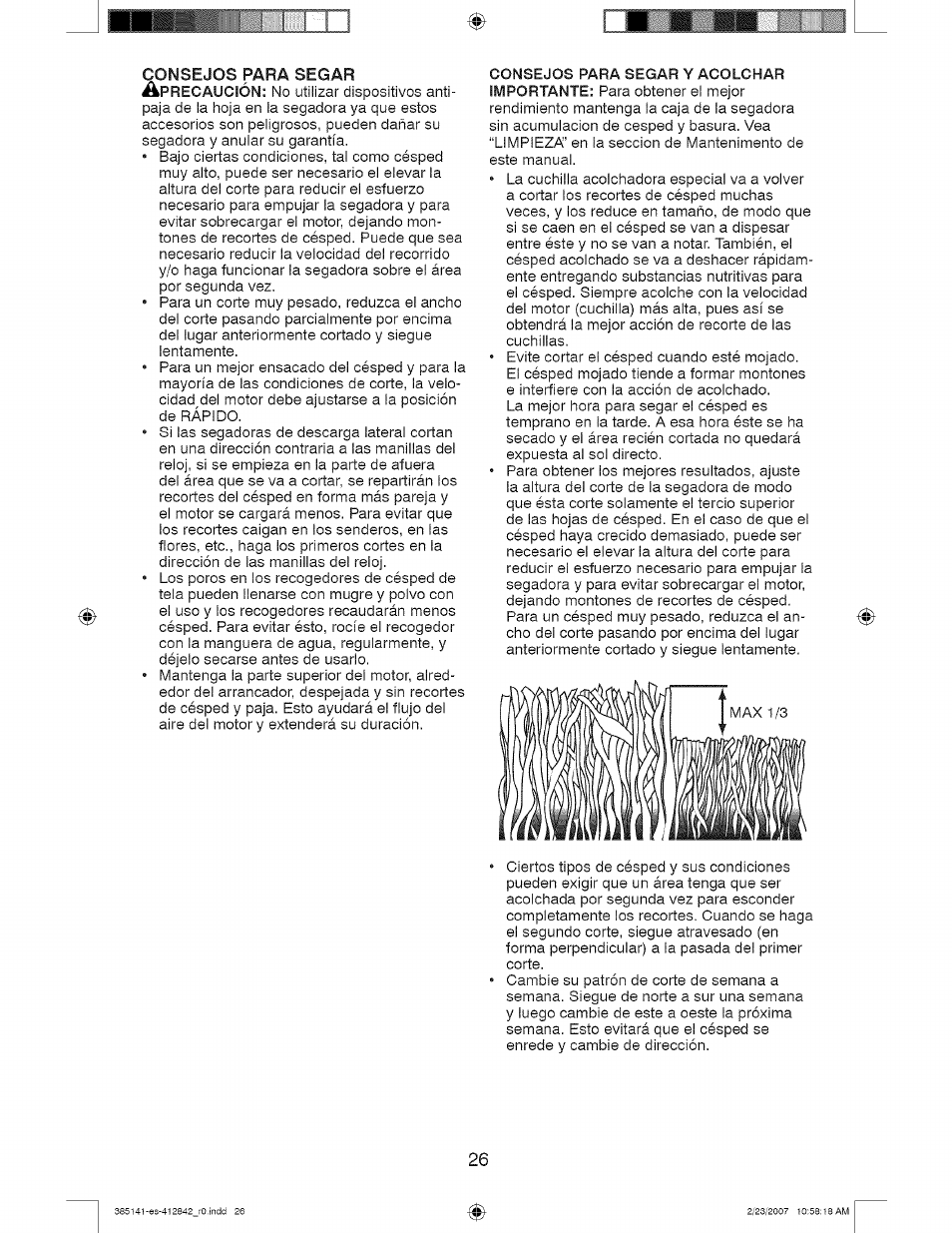 Consejos para segar | Craftsman 917.385141 User Manual | Page 26 / 40