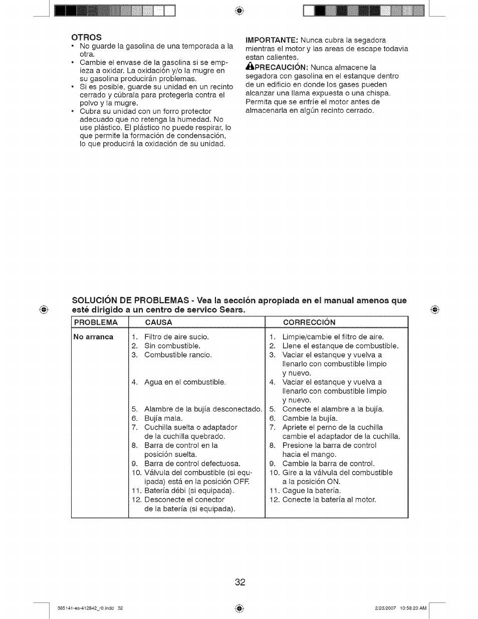 Otros | Craftsman 917.385141 User Manual | Page 32 / 40