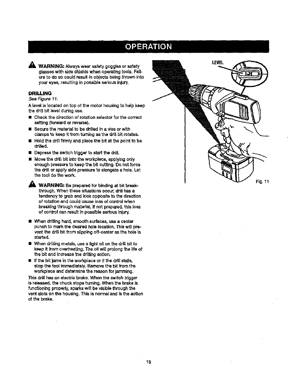 Operation | Craftsman 315.115340 User Manual | Page 15 / 20