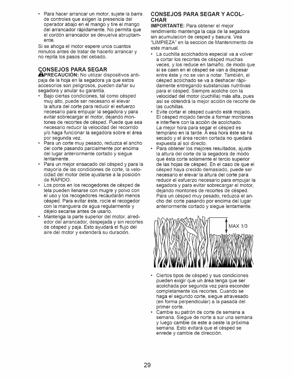 Consejos para segar y acolchar | Craftsman 917.374356 User Manual | Page 29 / 48