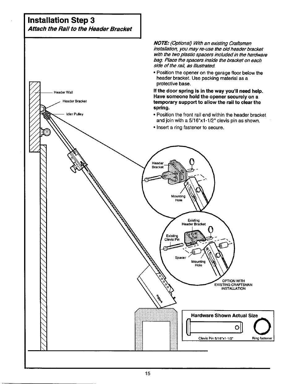 Installation step 3 | Craftsman 1/2 HP GARAGE DOOR OPENER 139.53978SRT User Manual | Page 15 / 40