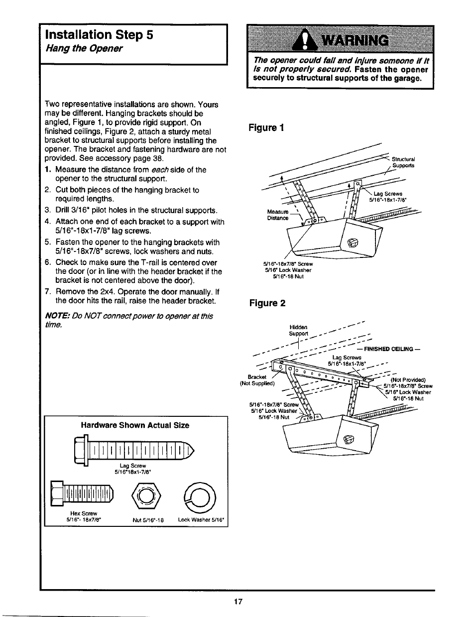 Installation step 5 | Craftsman 1/2 HP GARAGE DOOR OPENER 139.53978SRT User Manual | Page 17 / 40