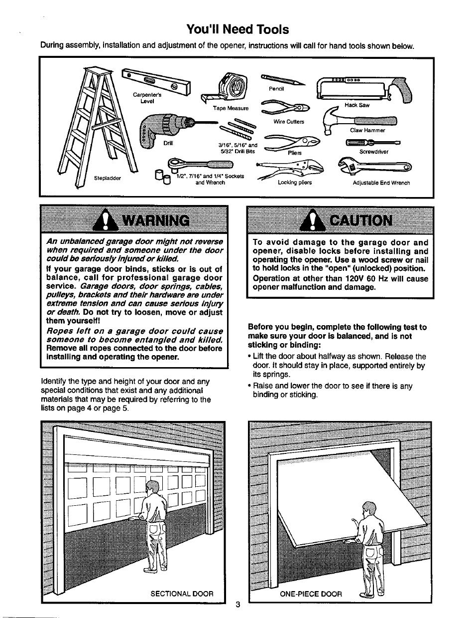 You'll need tools, You'll need toots | Craftsman 1/2 HP GARAGE DOOR OPENER 139.53978SRT User Manual | Page 3 / 40