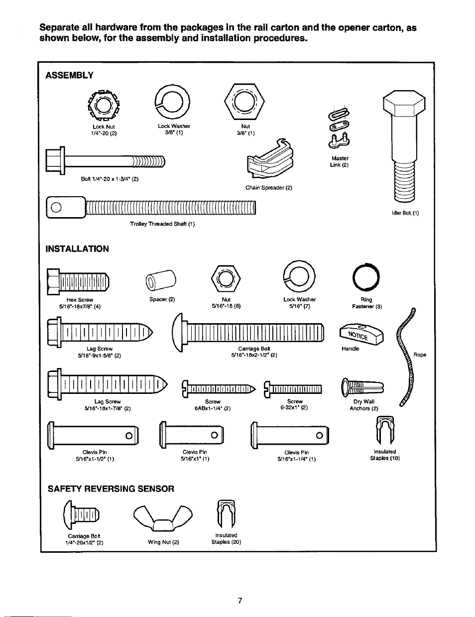 Craftsman 1/2 HP GARAGE DOOR OPENER 139.53978SRT User Manual | Page 7 / 40