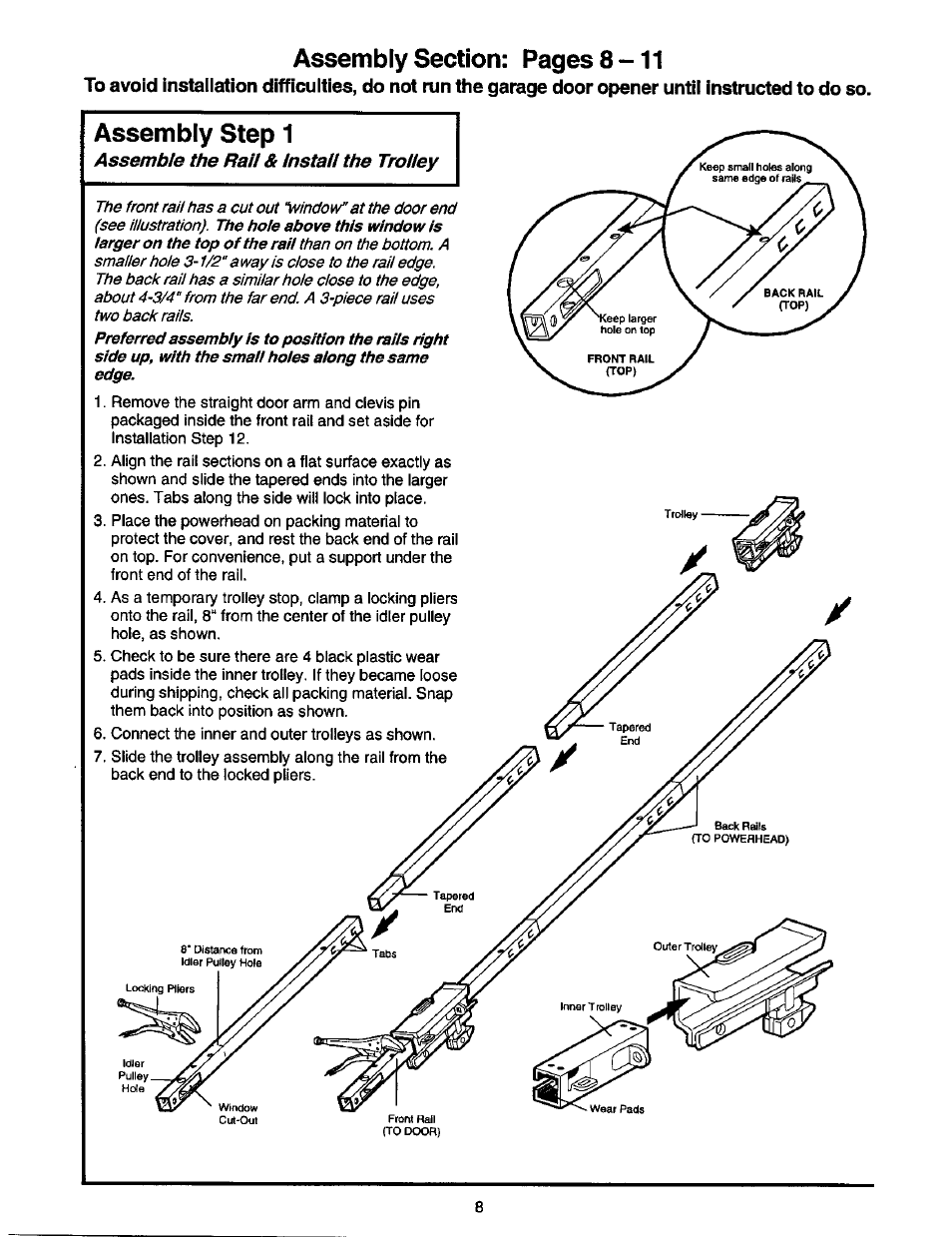 Assembly step 1 | Craftsman 1/2 HP GARAGE DOOR OPENER 139.53978SRT User Manual | Page 8 / 40