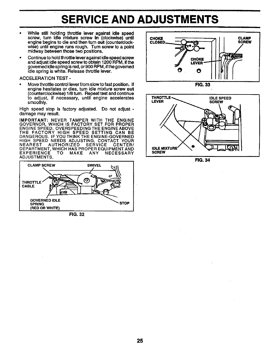 Service and adjustments | Craftsman 917.259561 User Manual | Page 25 / 56