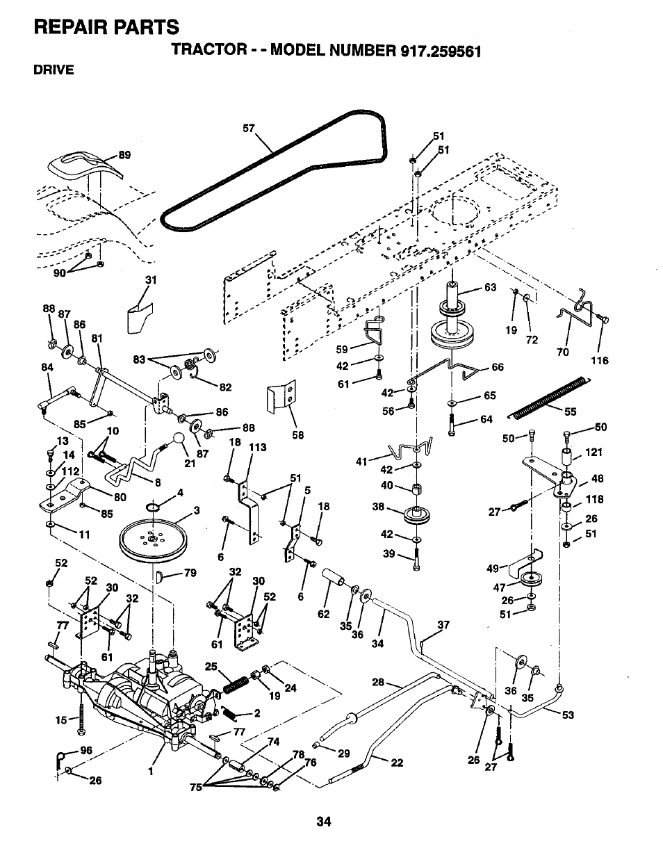 Repair parts | Craftsman 917.259561 User Manual | Page 34 / 56