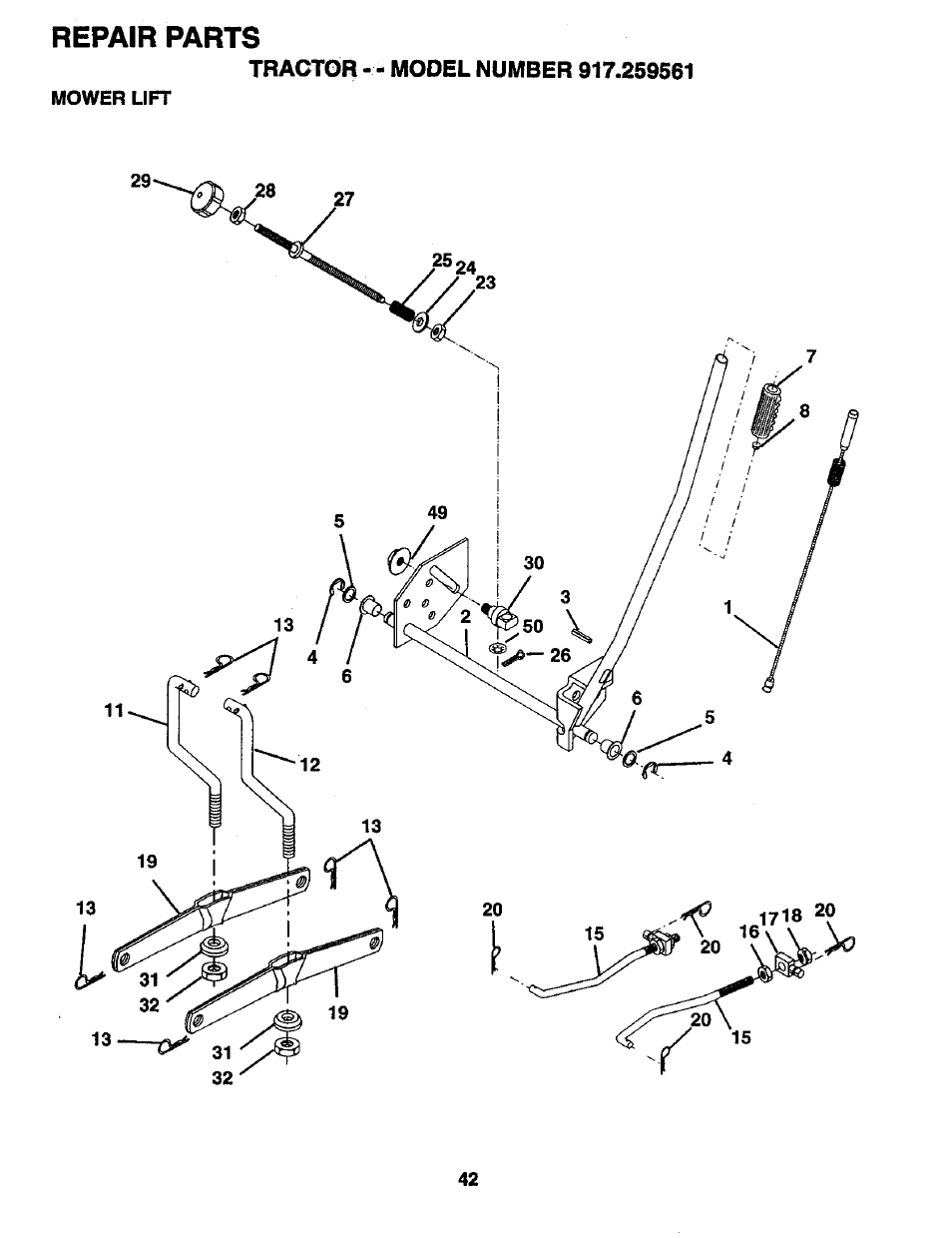 Repair parts | Craftsman 917.259561 User Manual | Page 42 / 56
