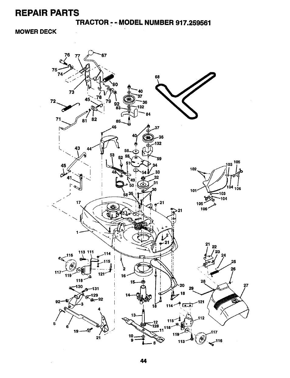 Repair parts | Craftsman 917.259561 User Manual | Page 44 / 56