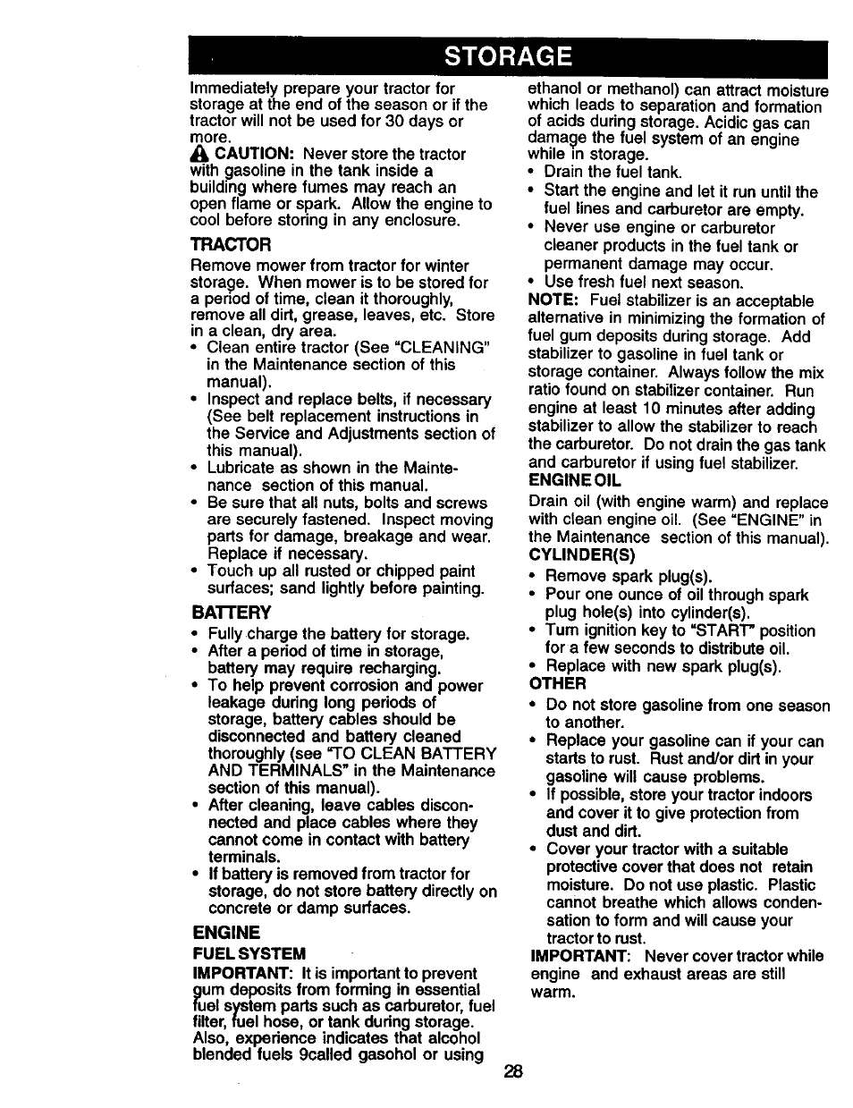 Storage | Craftsman 917.270760 User Manual | Page 28 / 60
