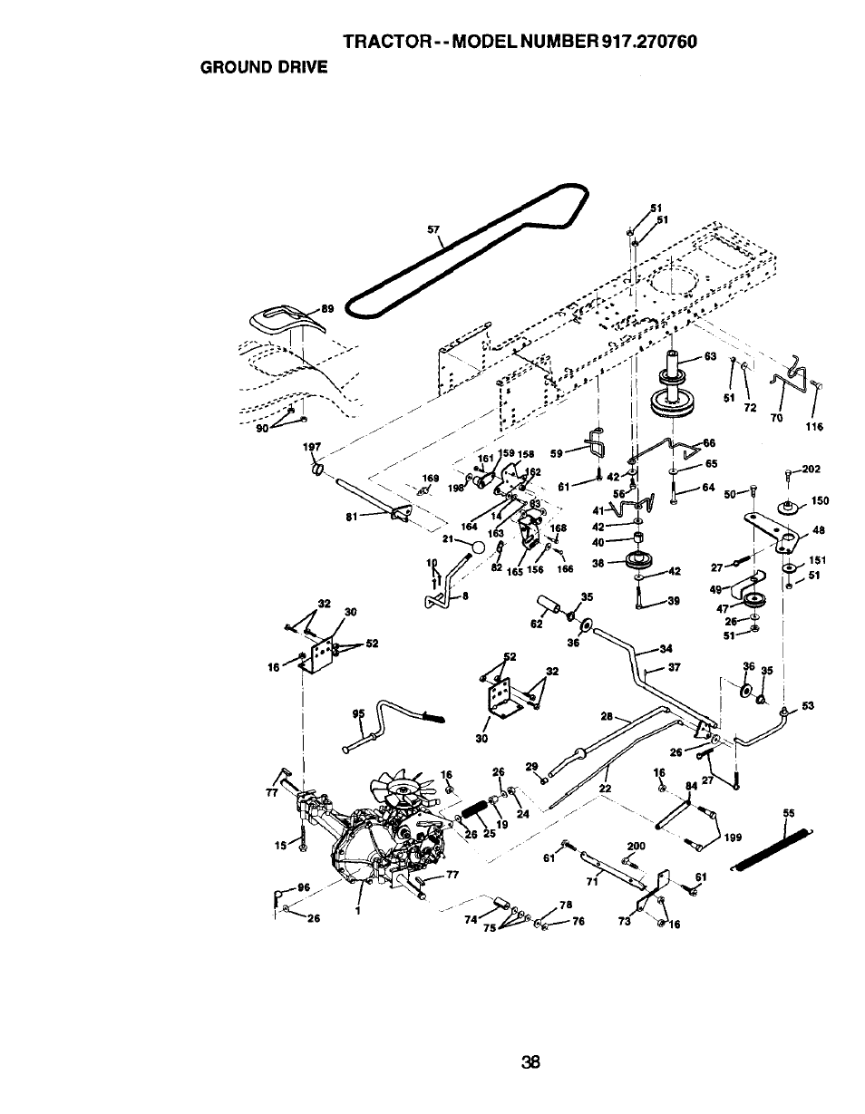 Ground drive, Fr !l 38 | Craftsman 917.270760 User Manual | Page 38 / 60