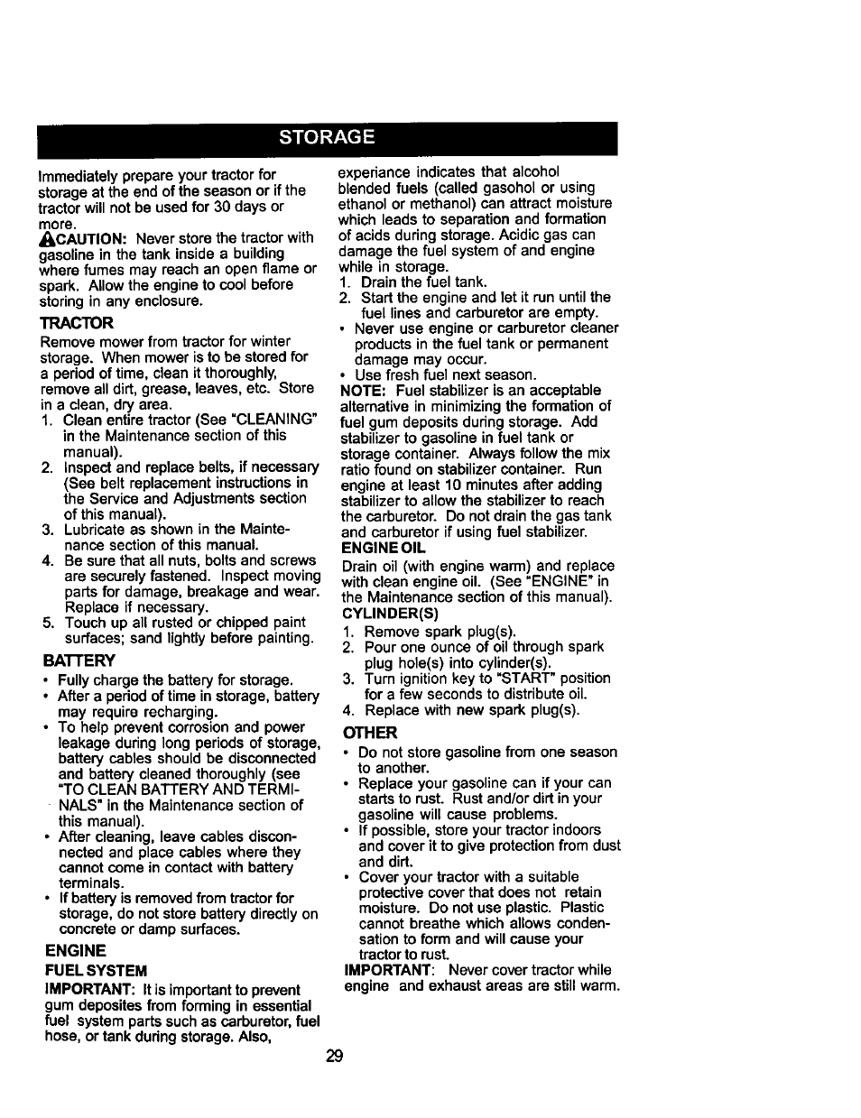 Storage | Craftsman 917.275031 User Manual | Page 29 / 60
