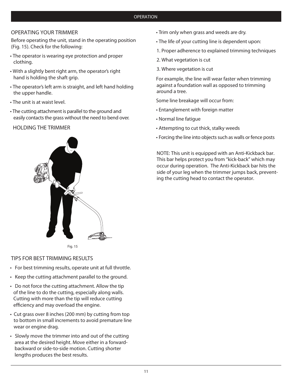 Pg 11 | Craftsman 4-Cycle PROPANE POWERED TRIMMER 104.79211 User Manual | Page 11 / 20