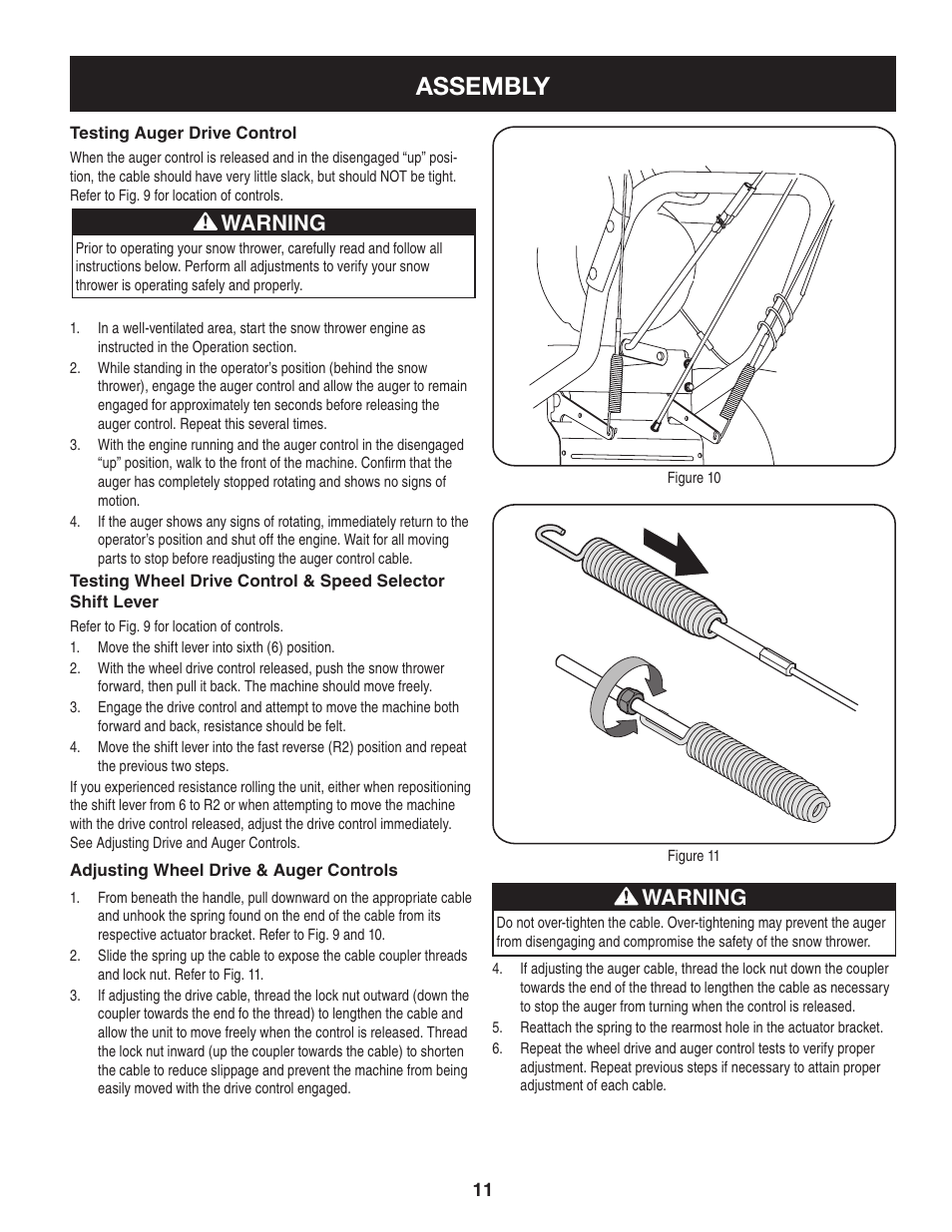 Assembly, Warning | Craftsman 247.88845 User Manual | Page 11 / 64