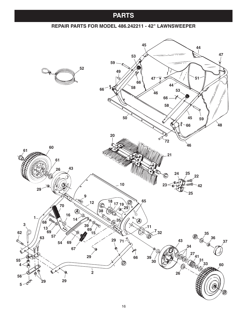 Parts | Craftsman LAWNSWEEPER 486.242211 User Manual | Page 16 / 20