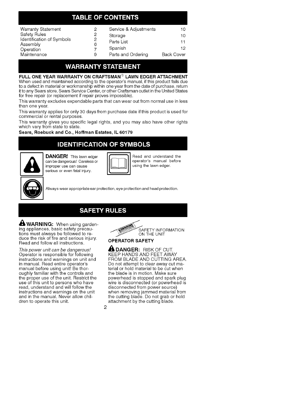 Craftsman 358.792403 User Manual | Page 2 / 21