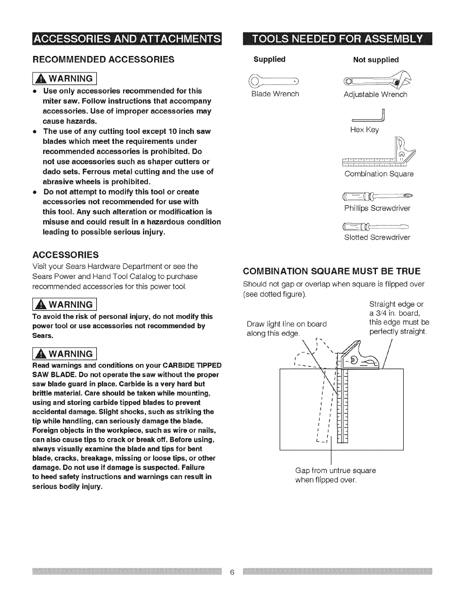 Accessories and attagh!\/ients, Forasse, Accessories and attagh!\/ients forasse | Craftsman 137.212370 User Manual | Page 6 / 30