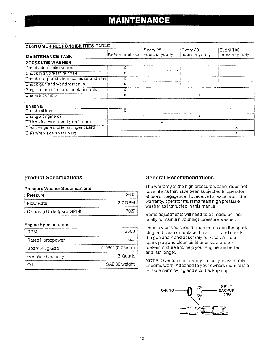 Maintenance, General recommendations | Craftsman 919.769020 User Manual | Page 12 / 30