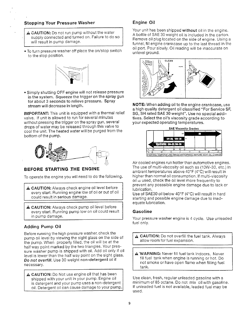 Before starting the engine, Gasoline | Craftsman 919.769020 User Manual | Page 9 / 30