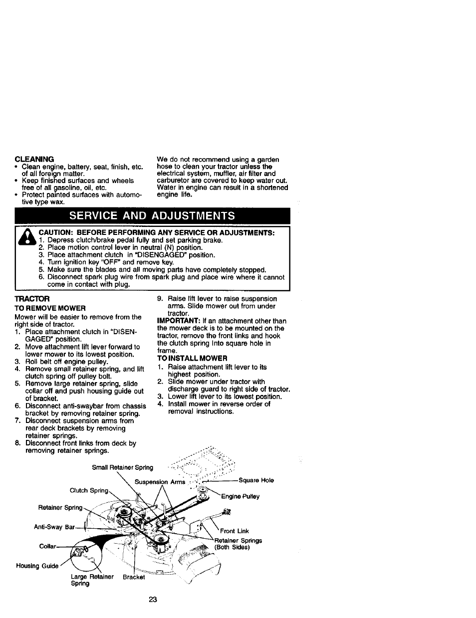 Service and adjustments | Craftsman 917.271820 User Manual | Page 23 / 60