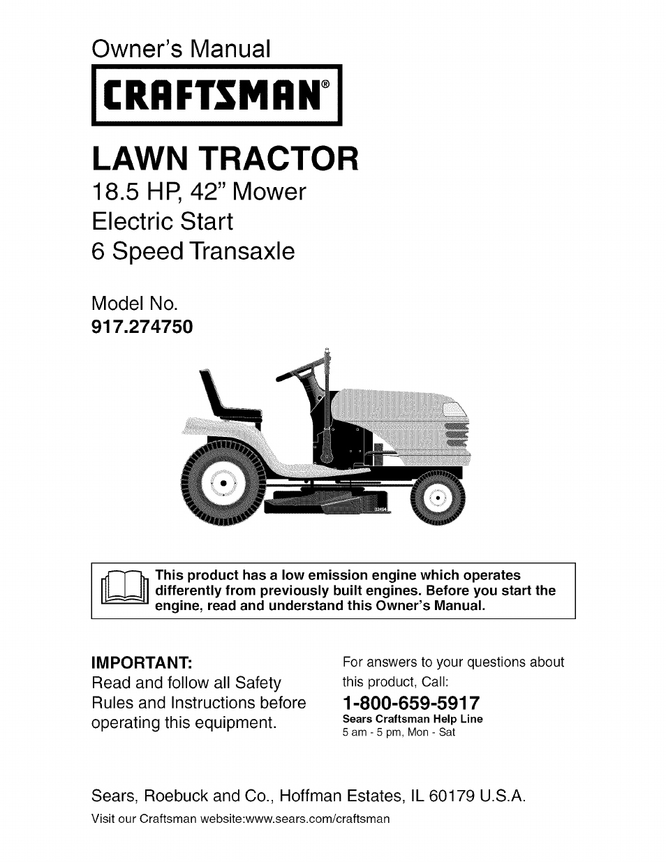 Craftsman 917.274750 User Manual | 56 pages