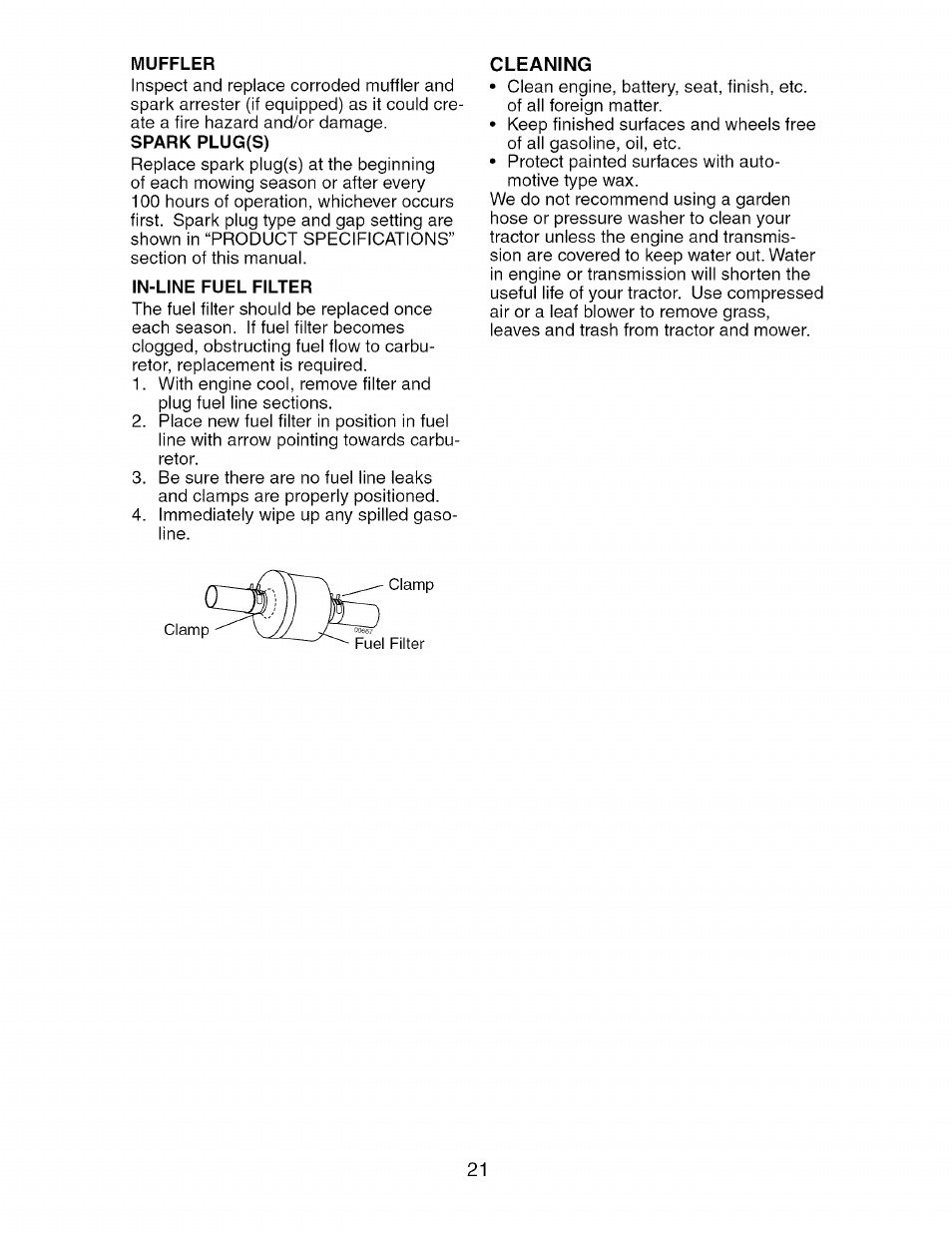 Muffler, Spark plug(s), In-line fuel filter | Craftsman 917.274750 User Manual | Page 21 / 56