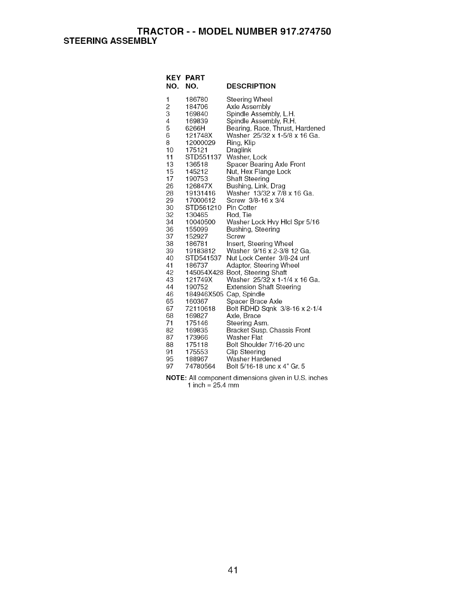Steering assembly | Craftsman 917.274750 User Manual | Page 41 / 56