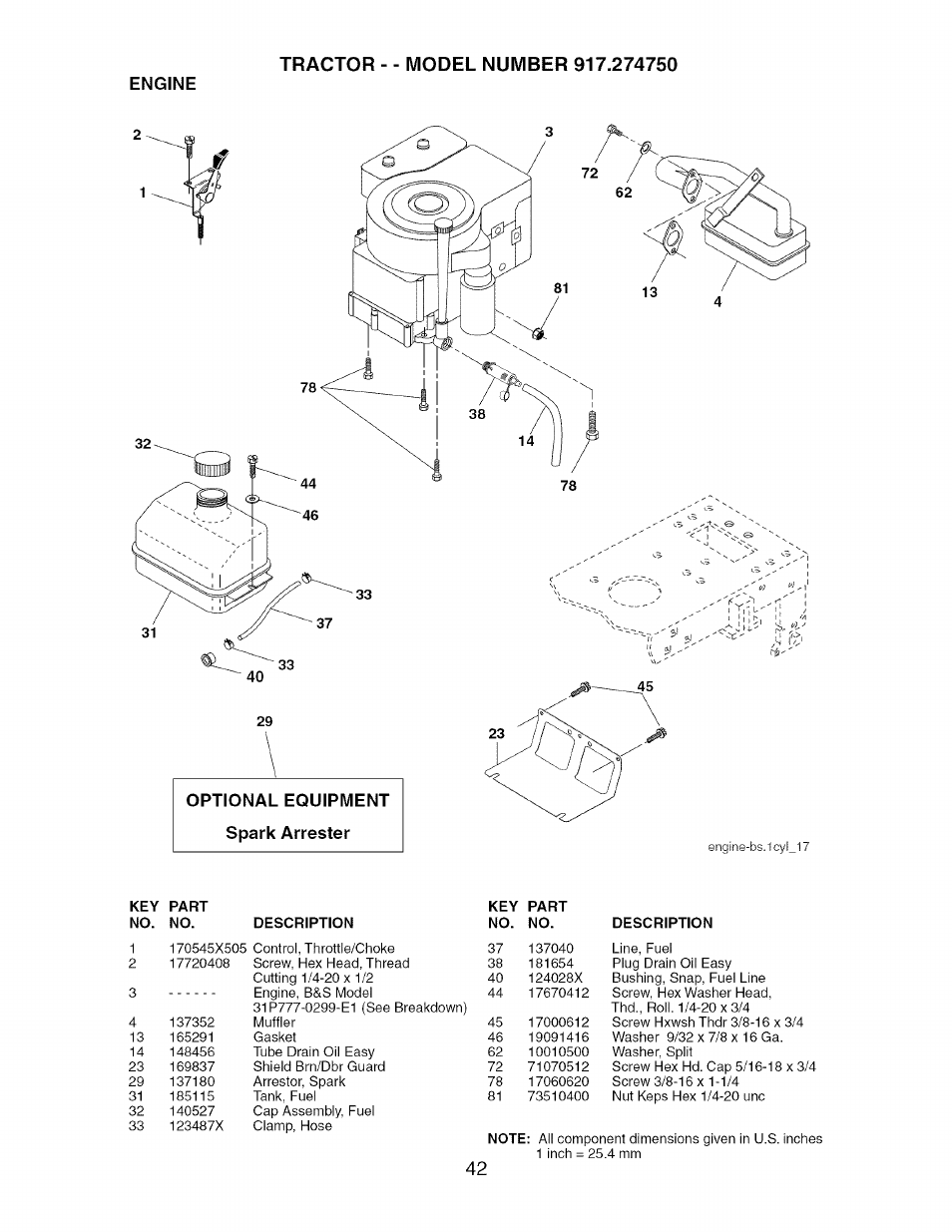 Engine | Craftsman 917.274750 User Manual | Page 42 / 56