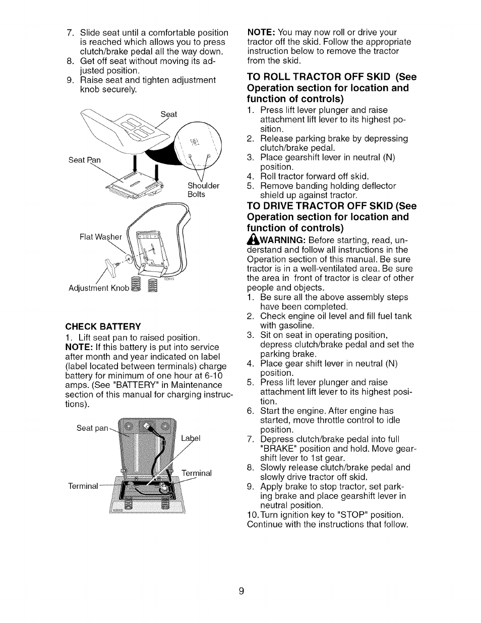 Check battery | Craftsman 917.274750 User Manual | Page 9 / 56