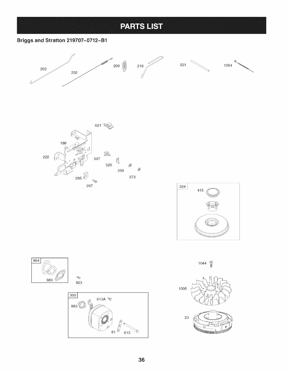 Parts lis | Craftsman 247.889980 User Manual | Page 36 / 76