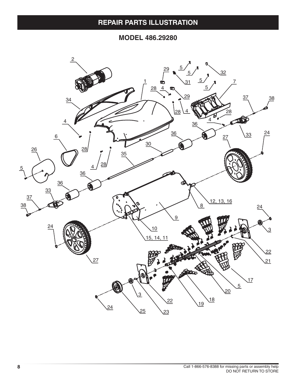 Craftsman POWER RAKE 486.2928 User Manual | Page 8 / 12