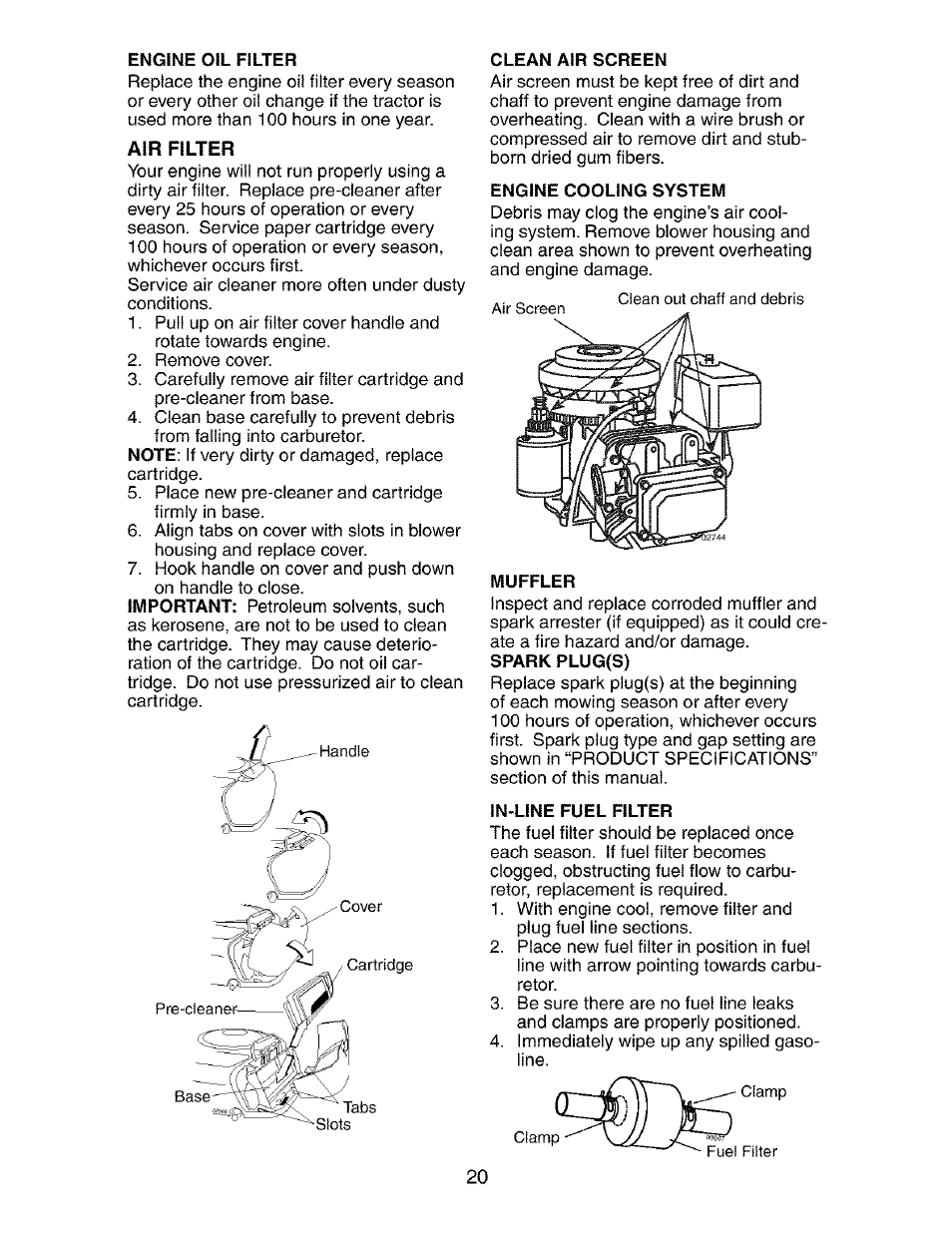 Air filter | Craftsman 917.273390 User Manual | Page 20 / 56