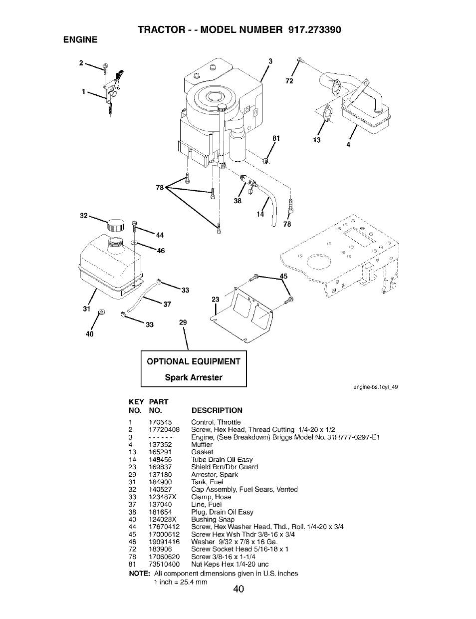 Engine | Craftsman 917.273390 User Manual | Page 40 / 56