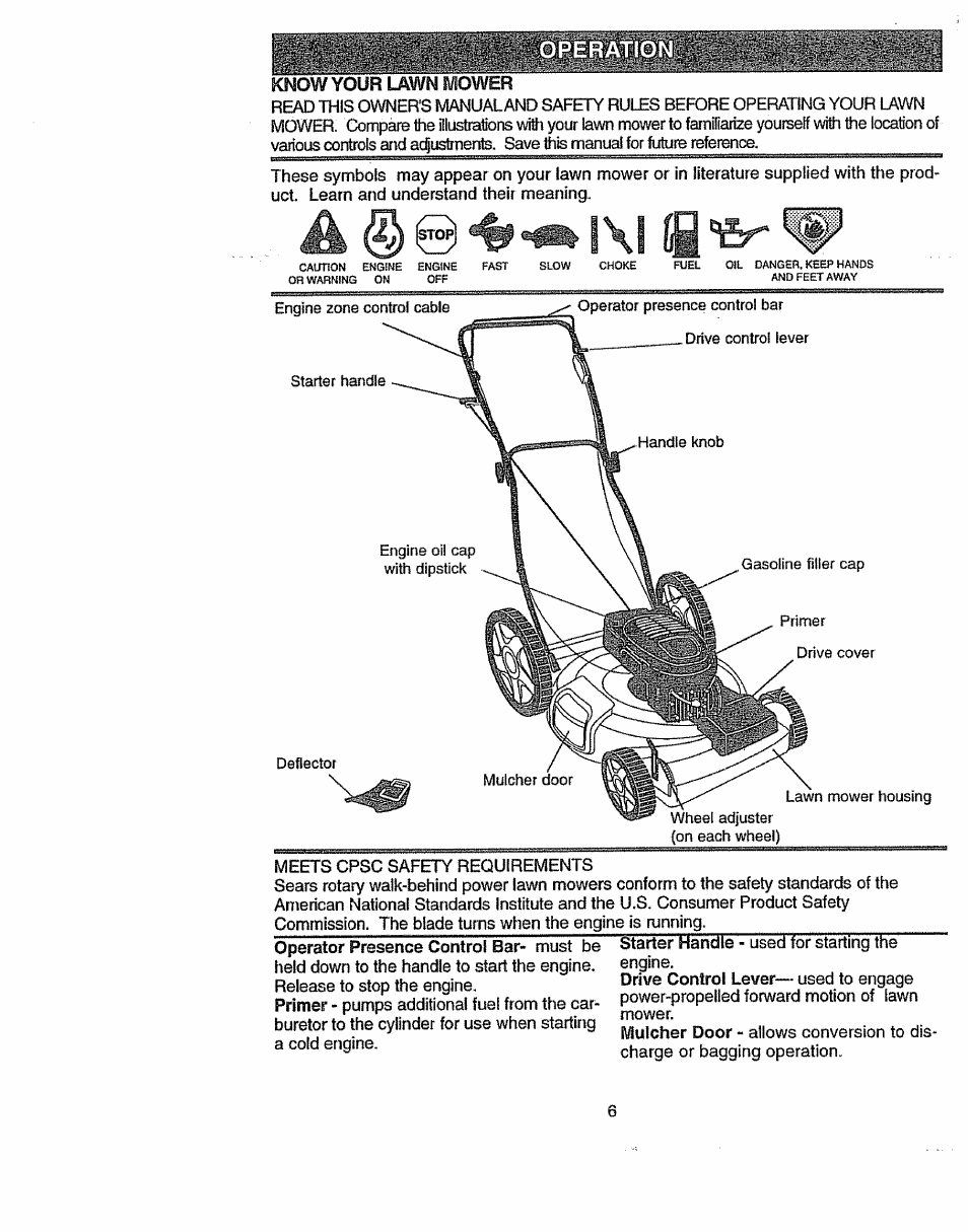 Know your lawh mower | Craftsman 917.37742 User Manual | Page 6 / 18