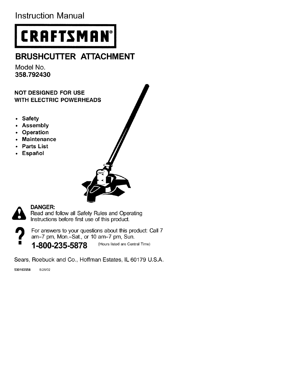 Craftsman 358.792430 User Manual | 22 pages