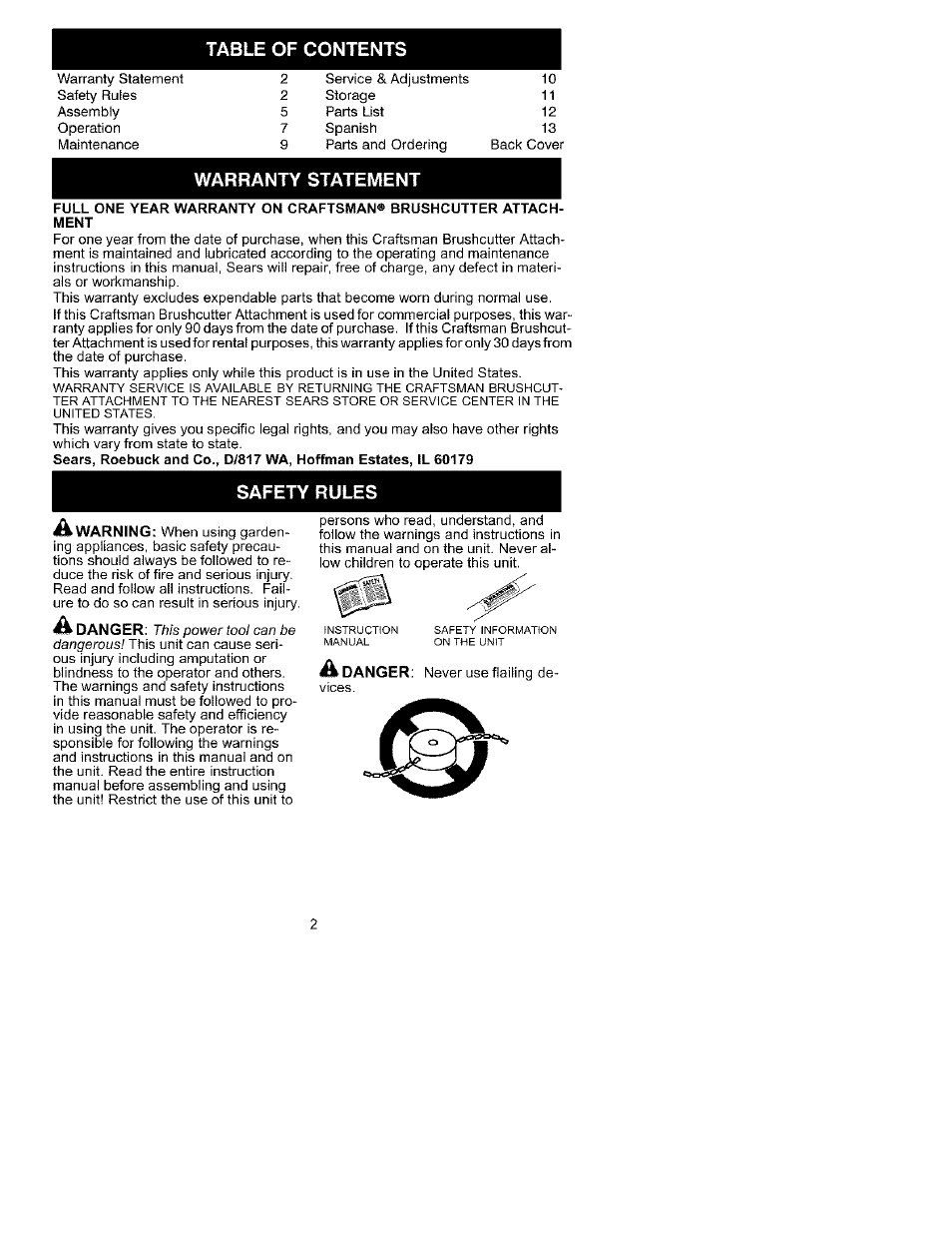 Craftsman 358.792430 User Manual | Page 2 / 22