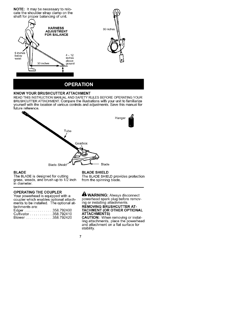 Operation | Craftsman 358.792430 User Manual | Page 7 / 22